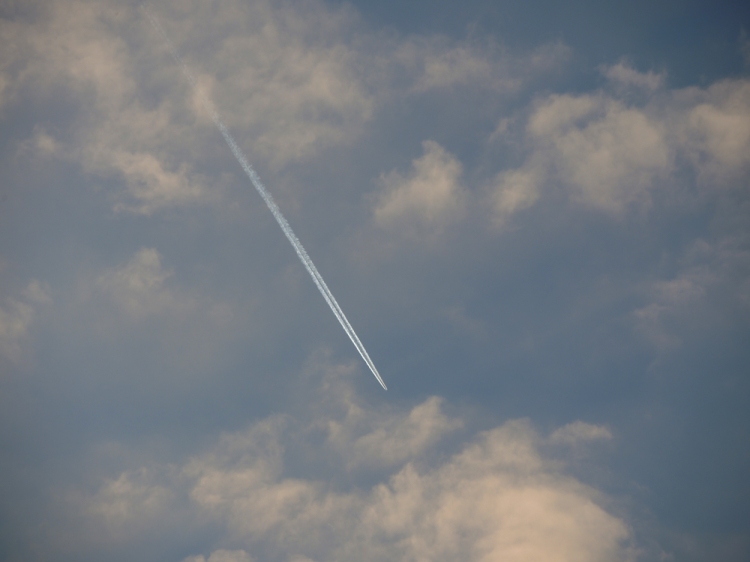 Photo of plane's vapour trail in sky